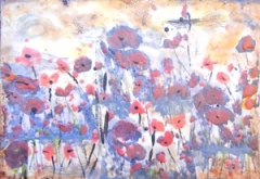 Karen Pillans, (TN), "Small Poppy Field", 20 x 14 in., Encaustic