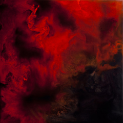 Pal Stock, (FL), "Inferno", 32 x 32 in., Beeswax, Encaustic, dry pigment on Wood