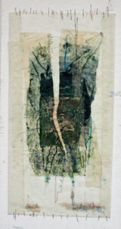 Arlene Gale Milgram, (NJ), "Torn", 24 x 12, Encaustic Mixed Media