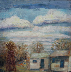 Helen Horn Musser, (TX), "Basics; Enemy, Poverty", 24 x 24 in., Encaustic