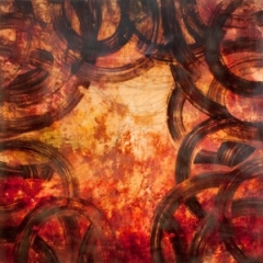 Shawna Moore, (MT),  "Tangled Sky", 36 x 36 in., Encaustic Wax on Wood Panel